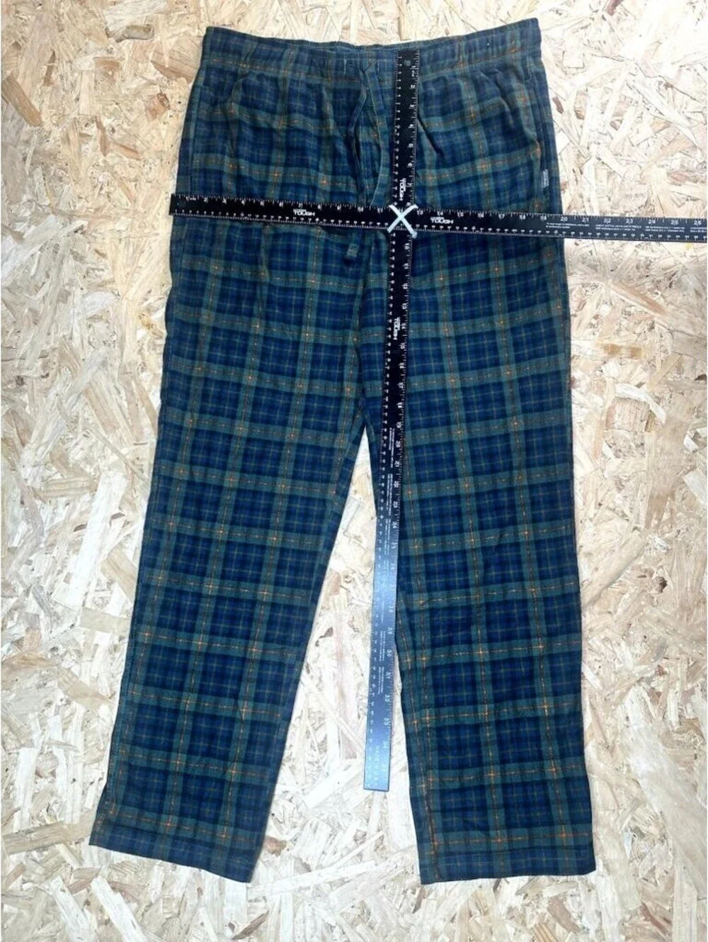 Eddie Bauer Flannel Pajama Pants Mens Large Green Blue Plaid Sleep Lounge Pants